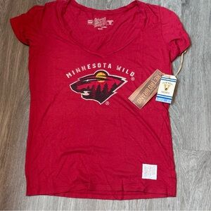 Original Retro Brand Red Minnesota Wild XL Women's V Neck T-Shirt - NWT!